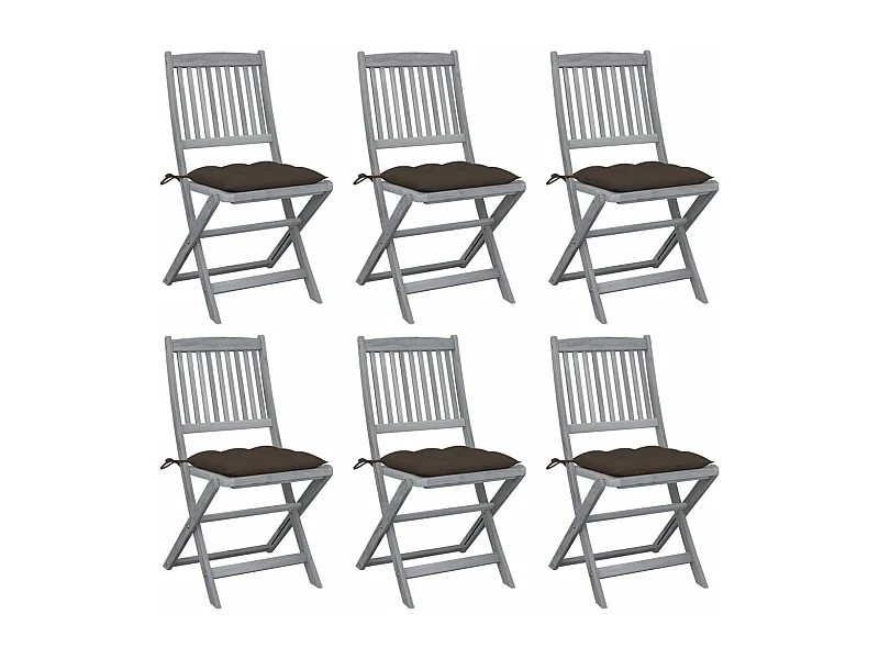 Lot de 6 Chaises pliables de jardin avec coussins Bois d'acacia FR84414
