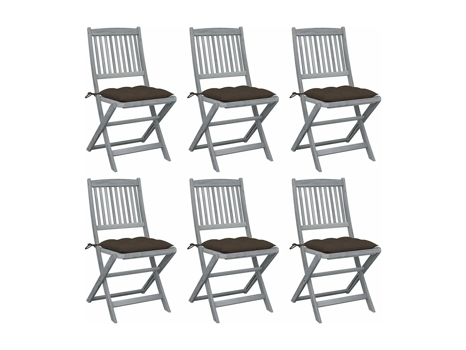 Lot de 6 Chaises pliables de jardin avec coussins Bois d'acacia FR84414
