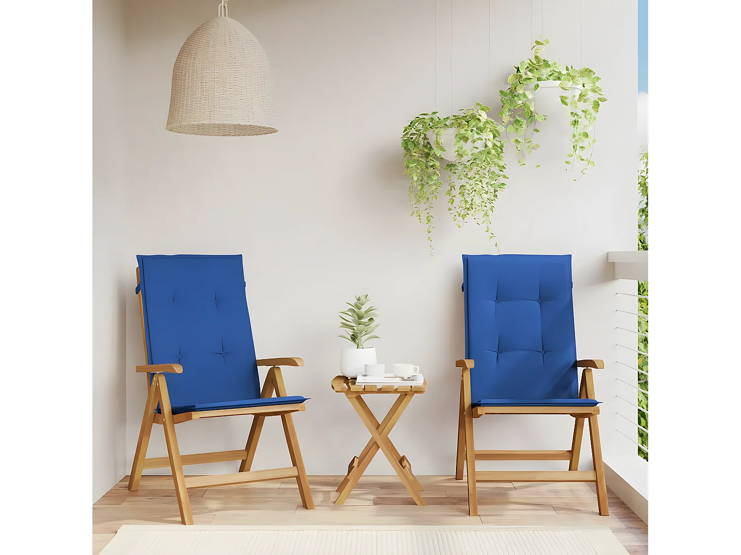 Tuinstoelen 2 st verstelbaar met kussens massief teakhout BE427102