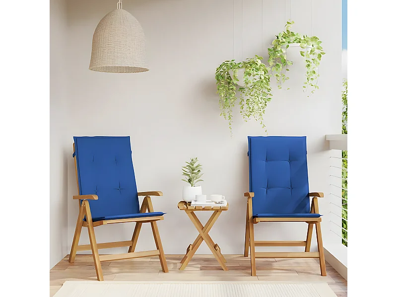 Tuinstoelen 2 st verstelbaar met kussens massief teakhout BE427102