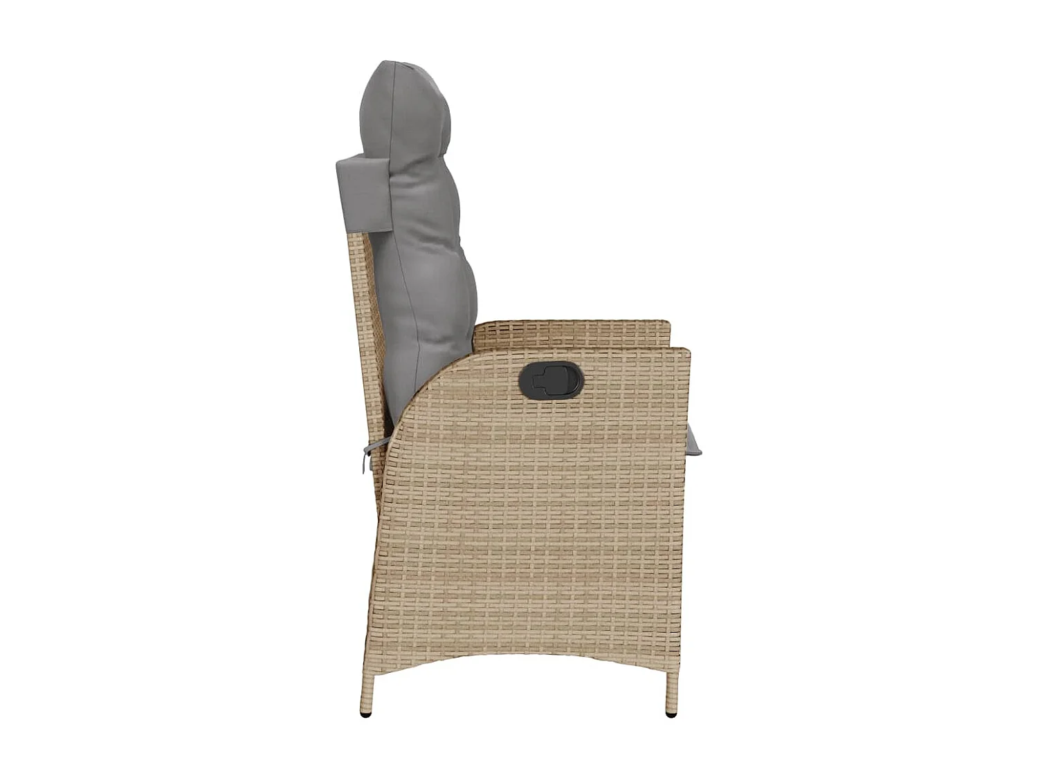 Sillón reclinable de jardín con cojines ratán PE beige mixto ES464330