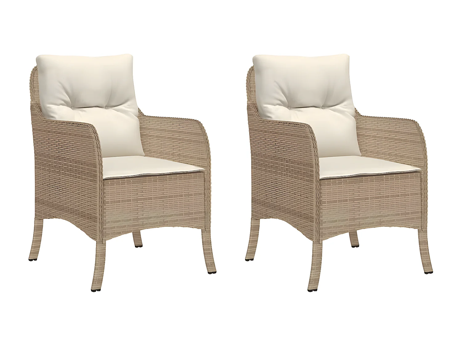 Tuinstoelen 2 st met kussens poly rattan beige BE932324