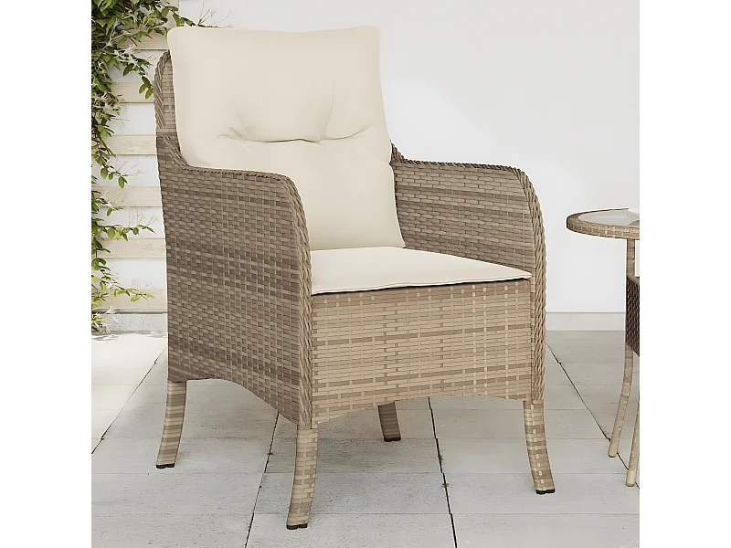 Lot de 2 Chaises de jardin avec coussins beige résine tressée FR39339