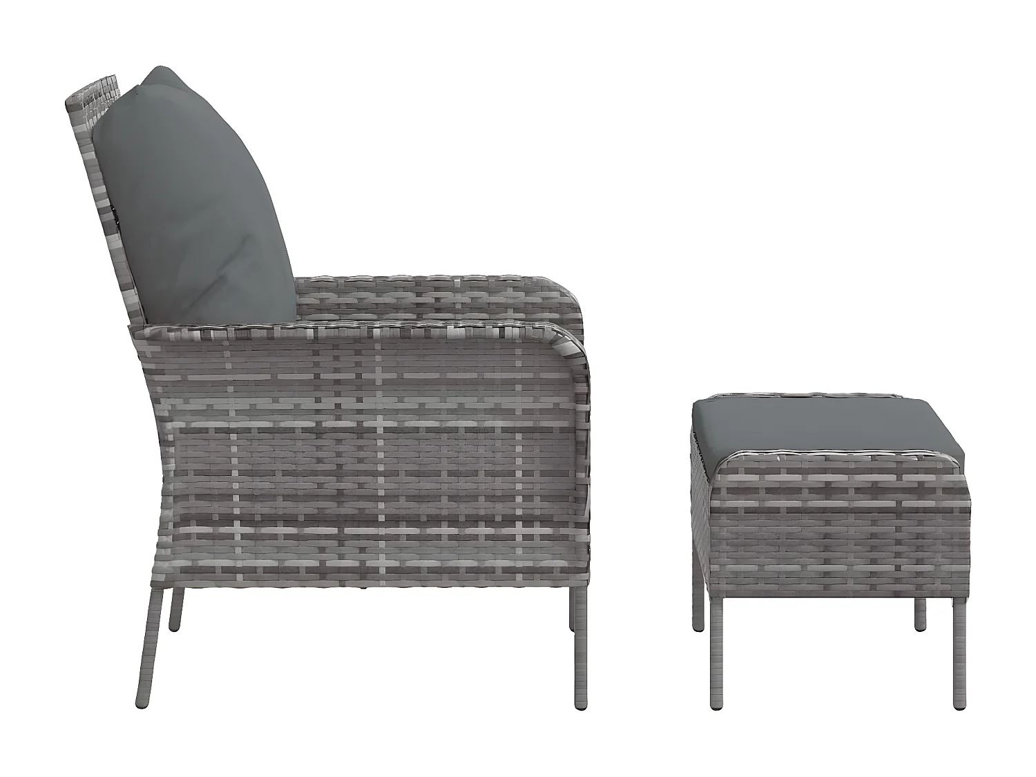 Sillón de jardín con reposapiés ratán sintético gris ES887418