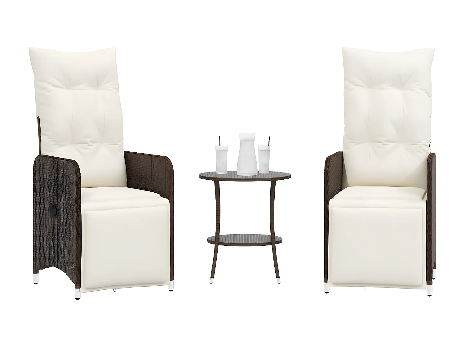 Lot de 2 Chaises de jardin inclinables et table résine tressée FR14746