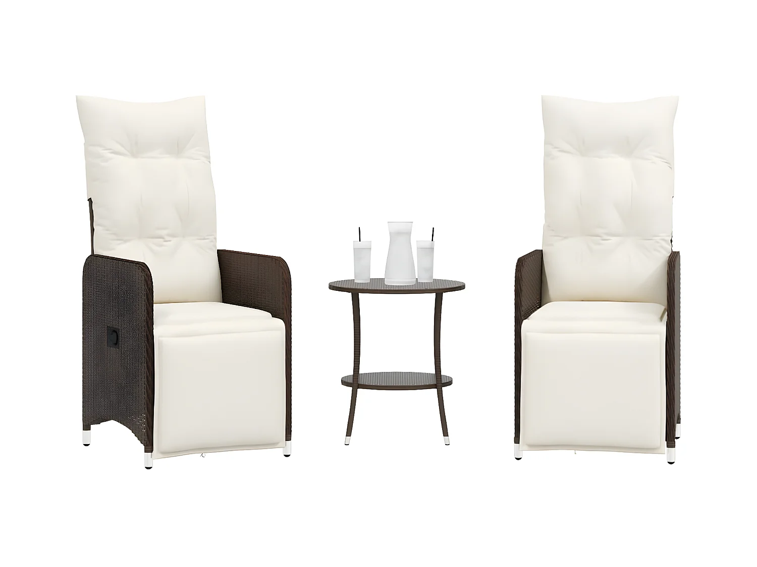 Lot de 2 Chaises de jardin inclinables et table résine tressée FR14746
