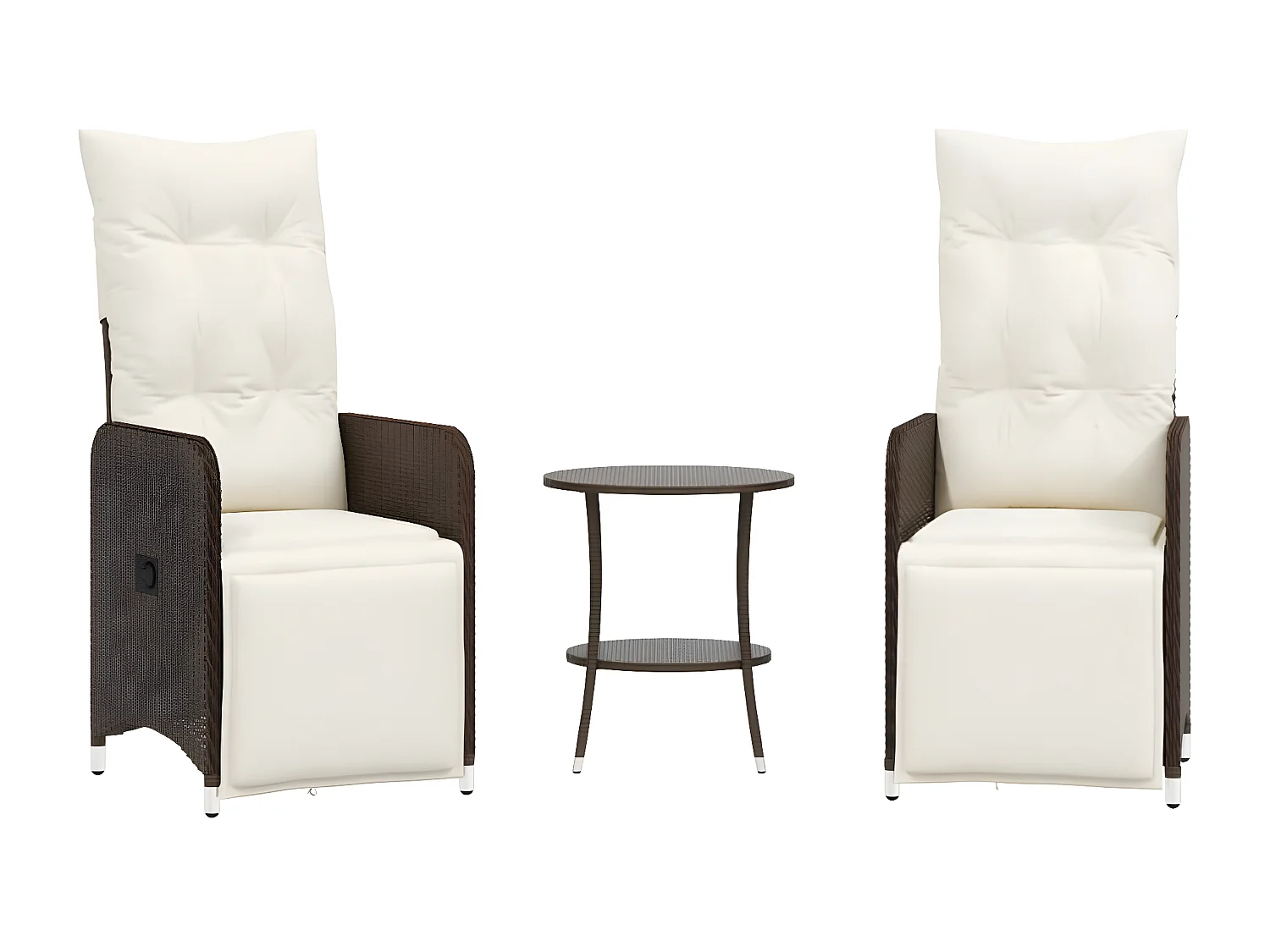 Lot de 2 Chaises de jardin inclinables et table résine tressée FR14746