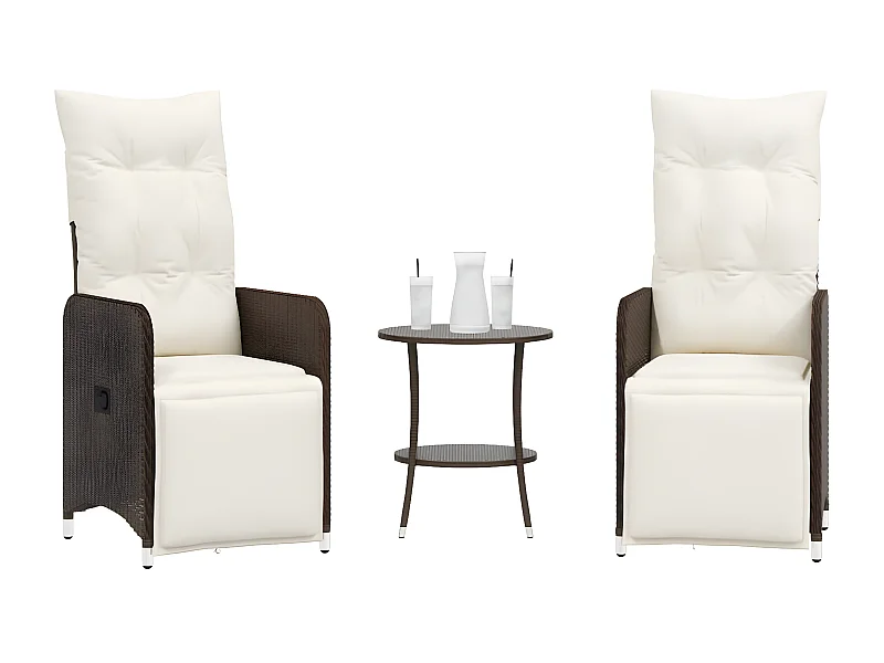 Lot de 2 Chaises de jardin inclinables et table résine tressée FR14746