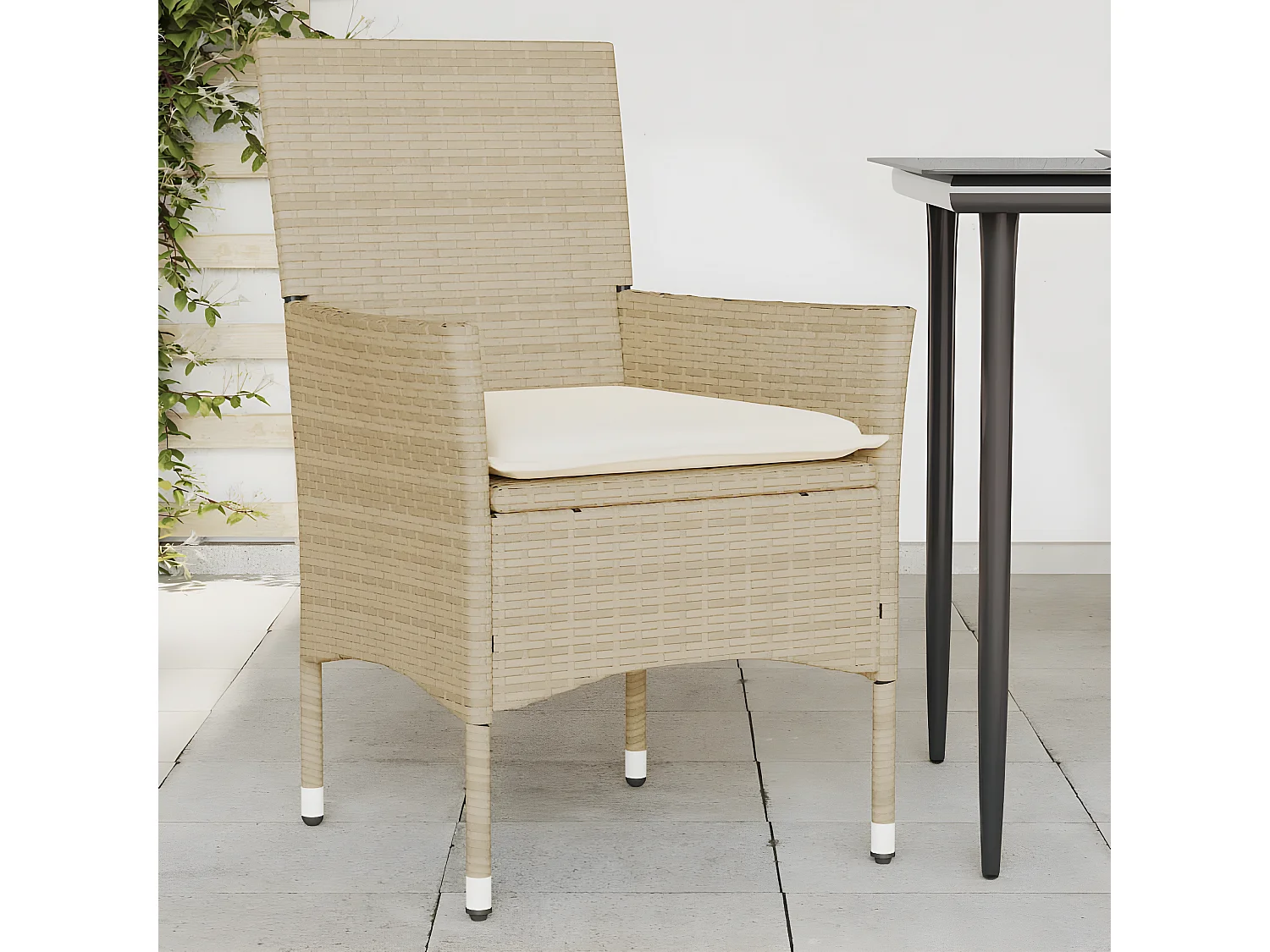 Lot de 2 Chaises de jardin avec coussins beige résine tressée FR71759