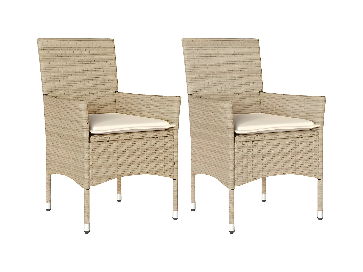 Cadeiras de jardim com almofadões 2 pcs vime PE bege PT359987