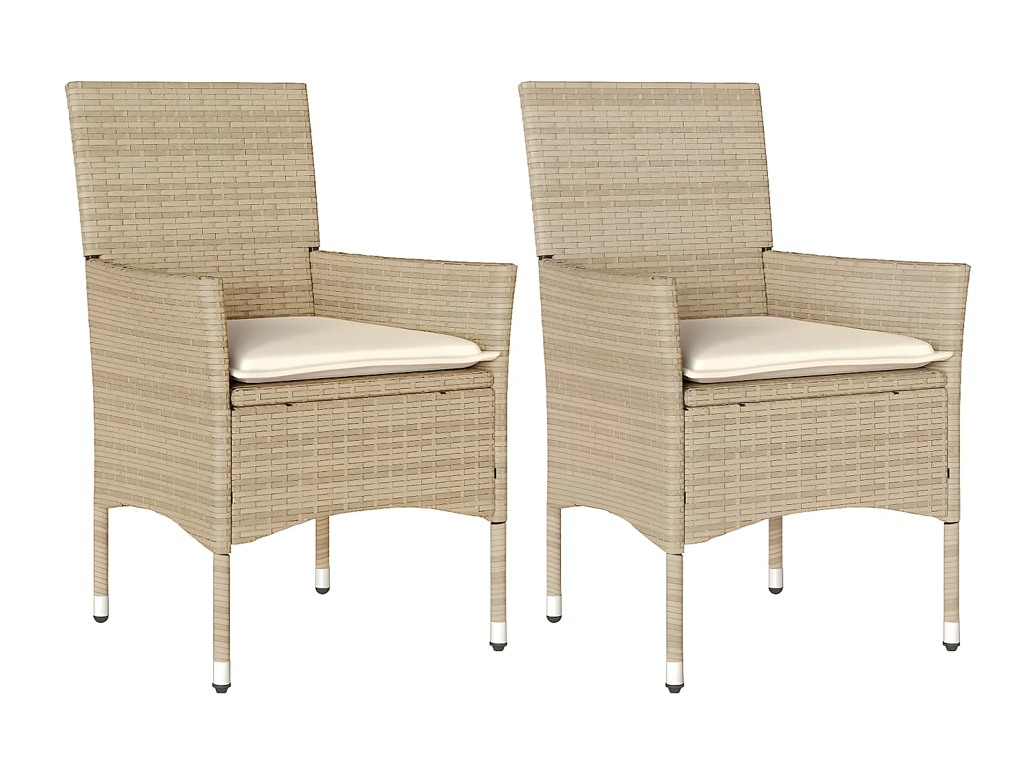 Juego de 2 Sillones de jardín con cojines ratán sintético beige ES383607