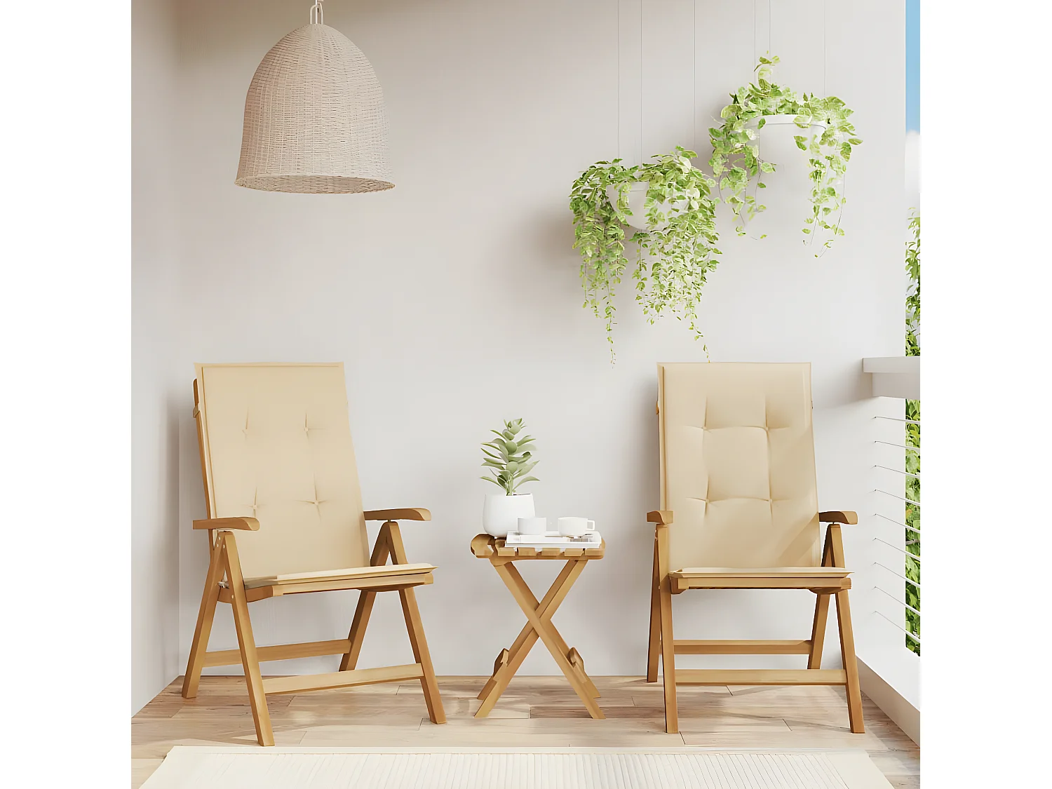 Tuinstoelen 2 st verstelbaar met kussens massief teakhout BE801955