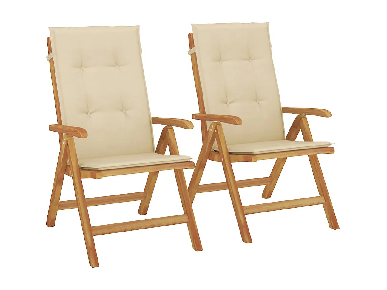 Tuinstoelen 2 st verstelbaar met kussens massief teakhout BE801955