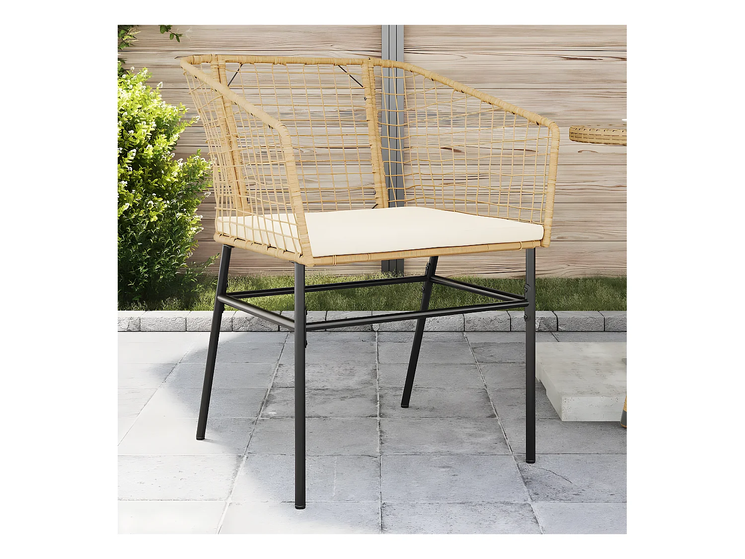 Lot de 2 Chaises de jardin et coussins marron rotin FR37038