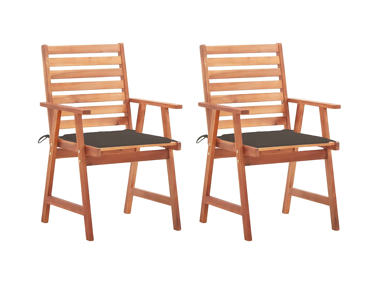 Lot de 2 Chaises à dîner de jardin avec coussins Acacia massif FR30744