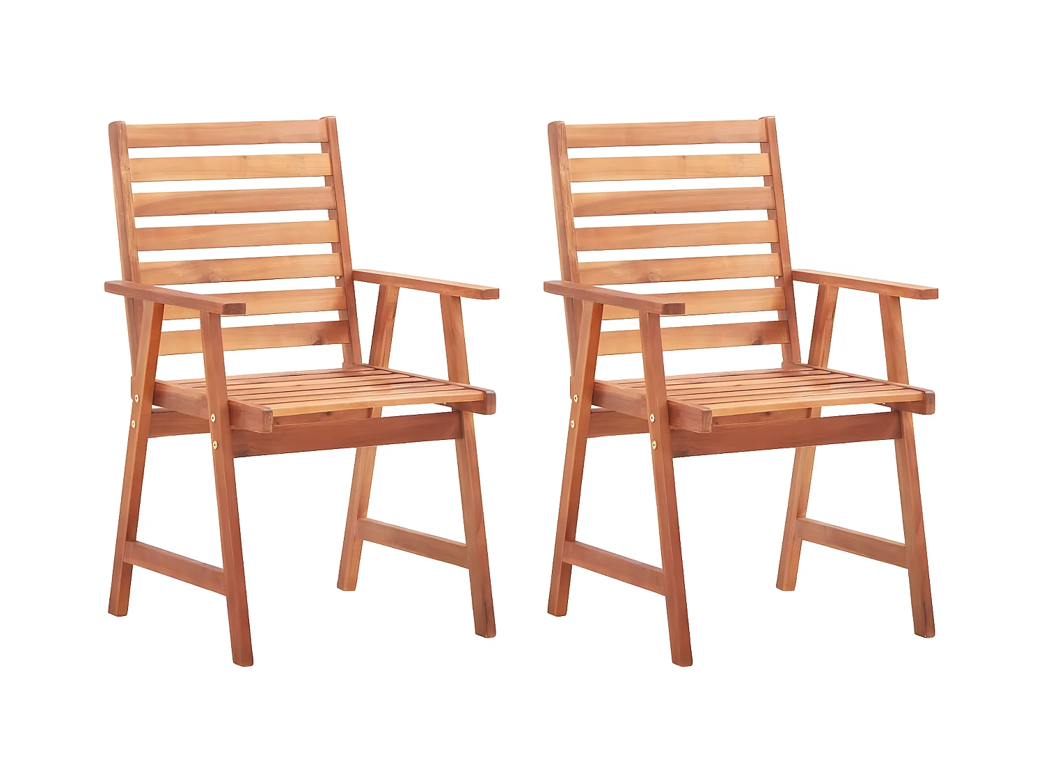 Lot de 2 Chaises à dîner de jardin avec coussins Acacia massif FR30744