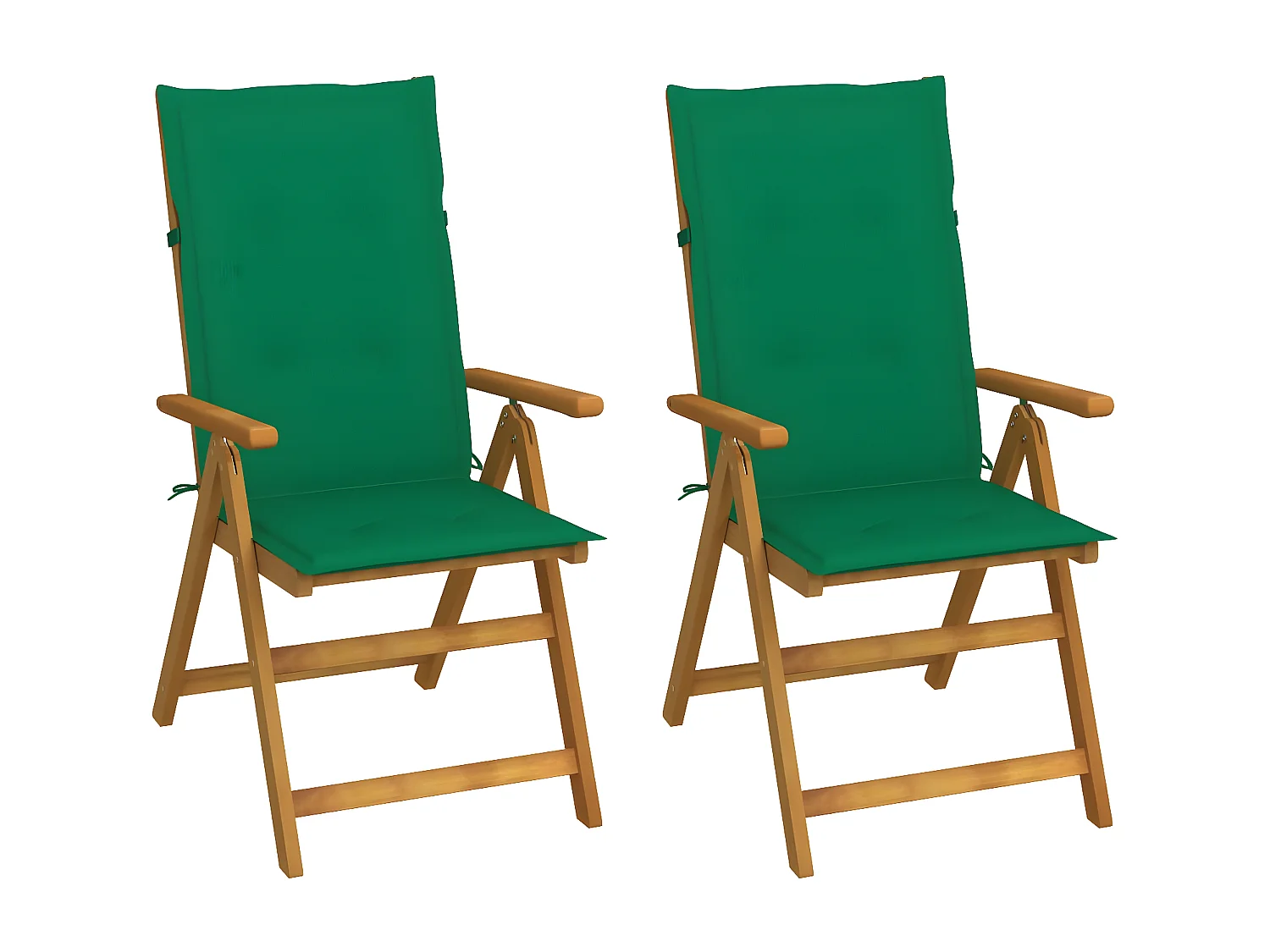 Lot de 2 Chaises inclinables de jardin avec coussins Bois d'acacia FR98506