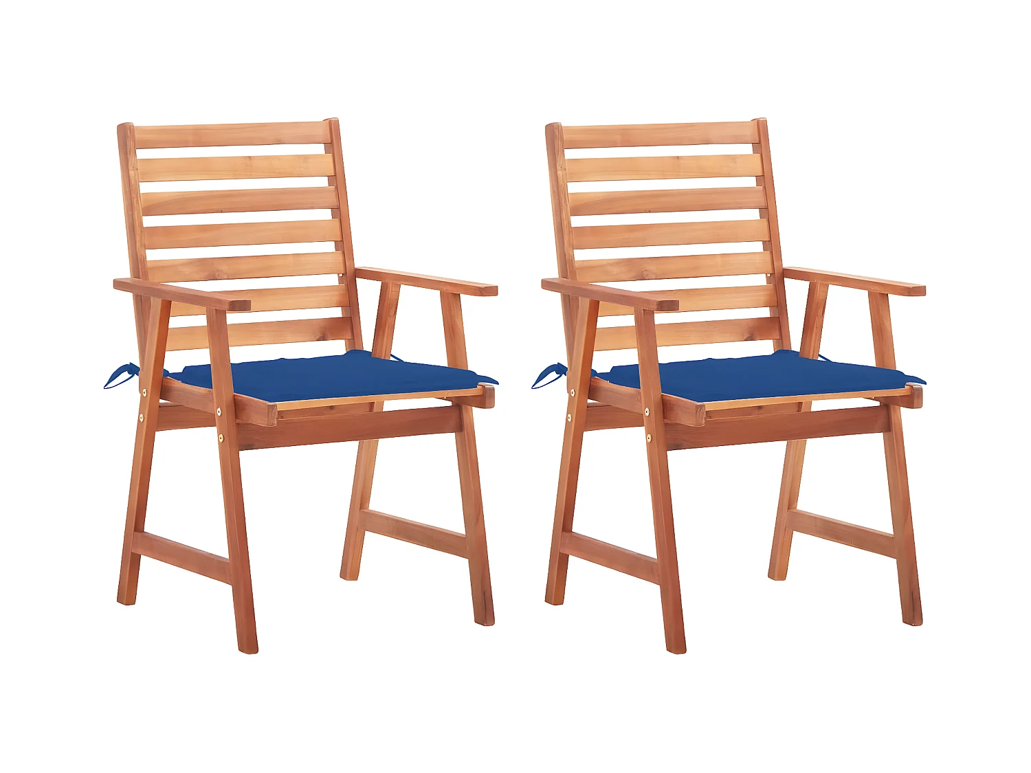 Lot de 2 Chaises à dîner de jardin avec coussins Acacia massif FR73675