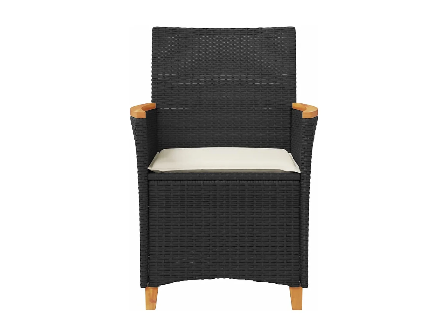 Lot de 2 Chaises de jardin coussins noir résine tressée et bois FR58897