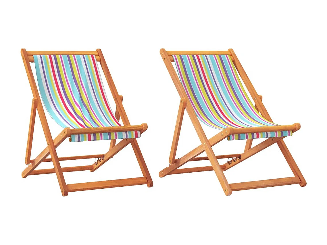 Lot de 2 Chaises de plage pliables multicolore tissu FR96596