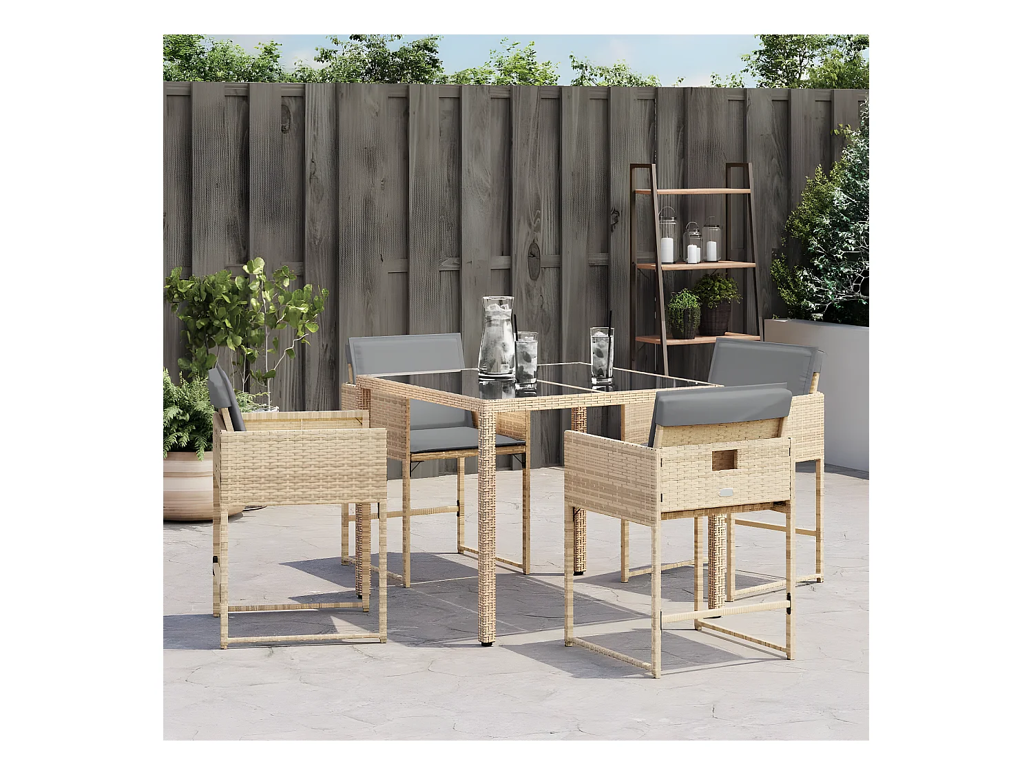 Lot de 4 Chaises de jardin avec coussins mélange beige FR80871