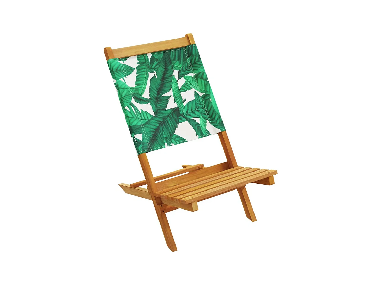Lot de 4 Chaises de jardin pliantes vert tissu et bois massif FR58634
