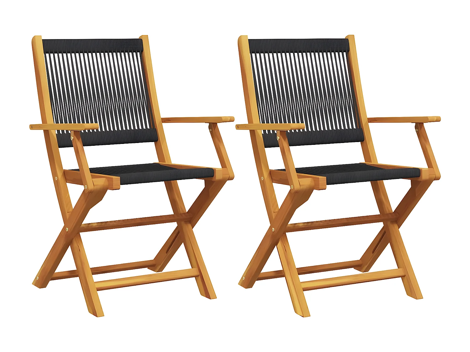 Lot de 2 Chaises de jardin noir bois d'acacia et polypropylène FR64964