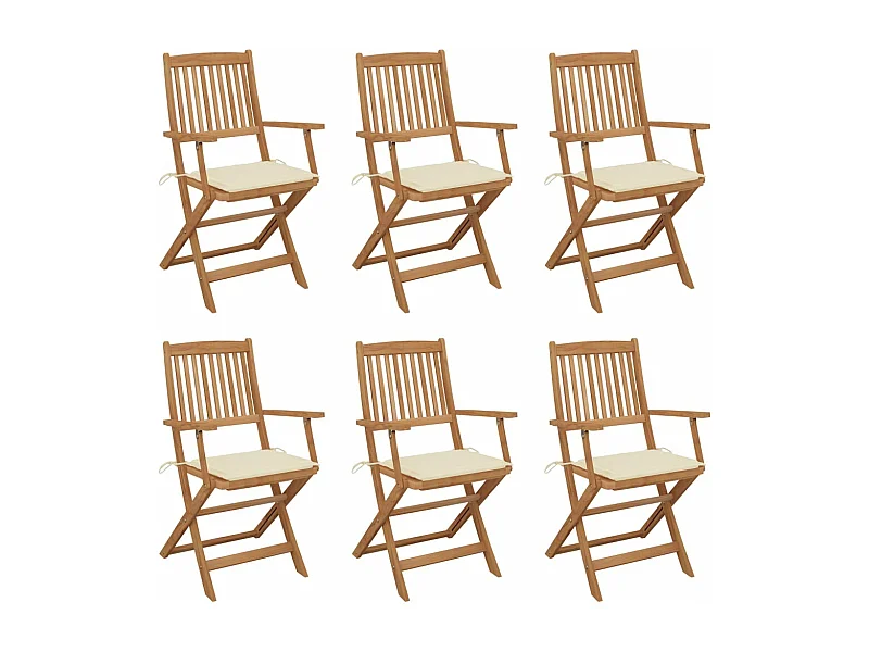Cadeiras de jardim dobráveis c/ almofadões 6 pcs acácia maciça PT792785