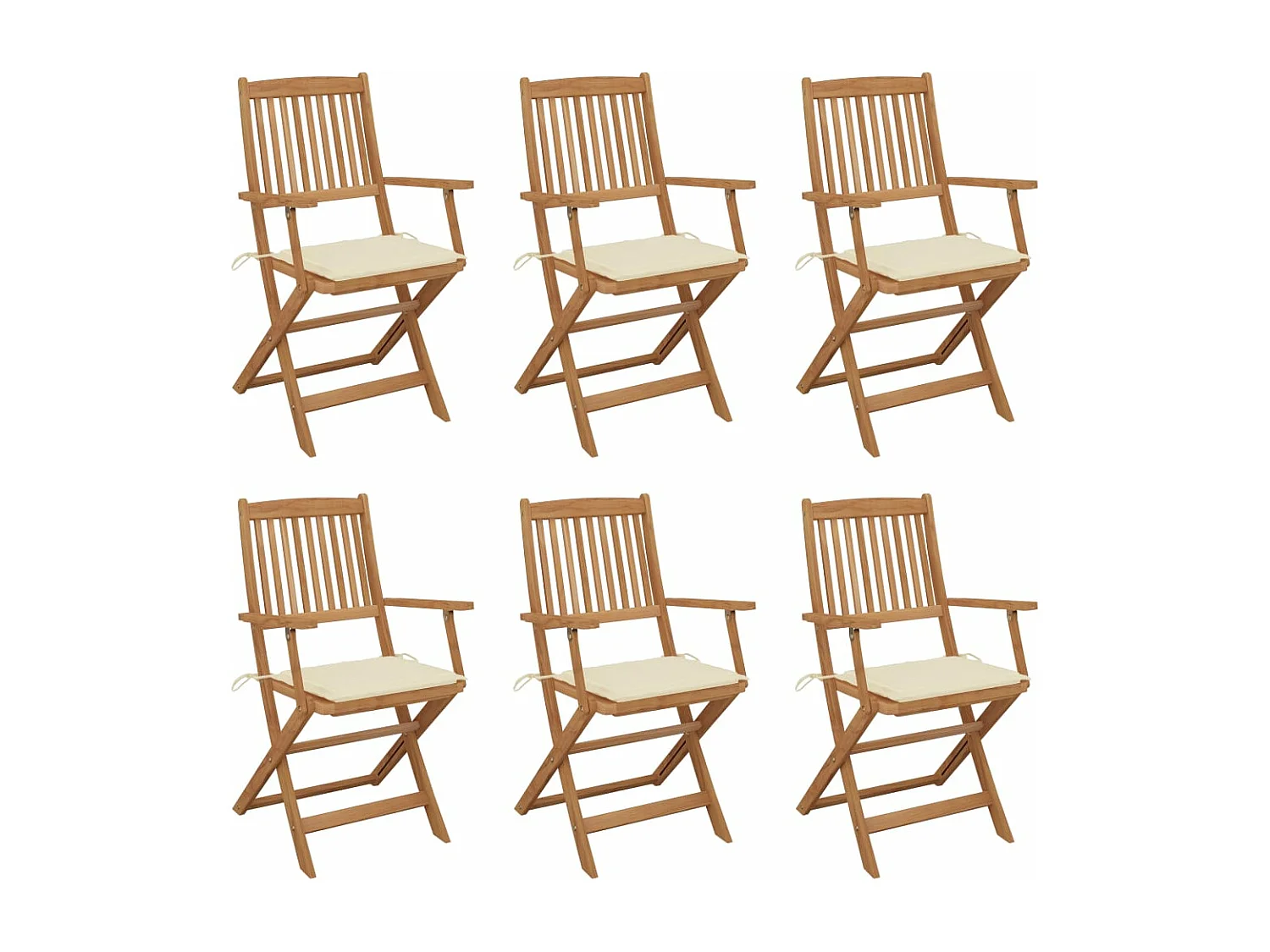 Cadeiras de jardim dobráveis c/ almofadões 6 pcs acácia maciça PT792785