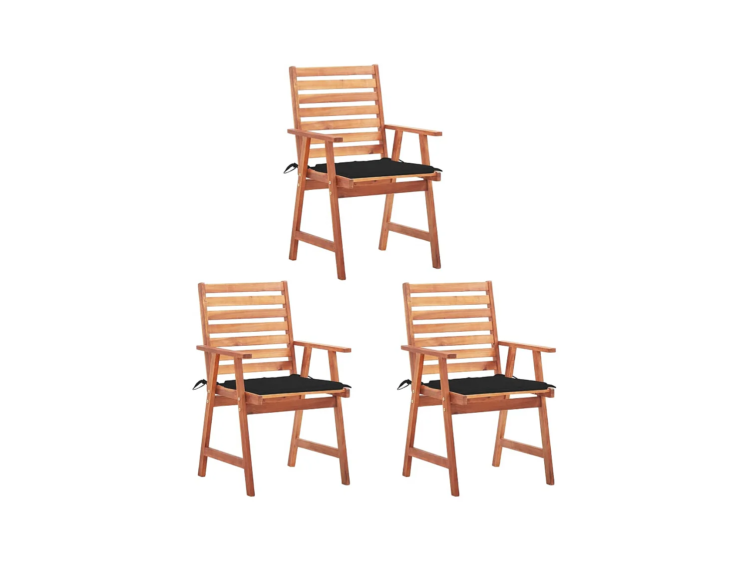 Lot de 3 Chaises à dîner de jardin avec coussins Acacia massif FR98291