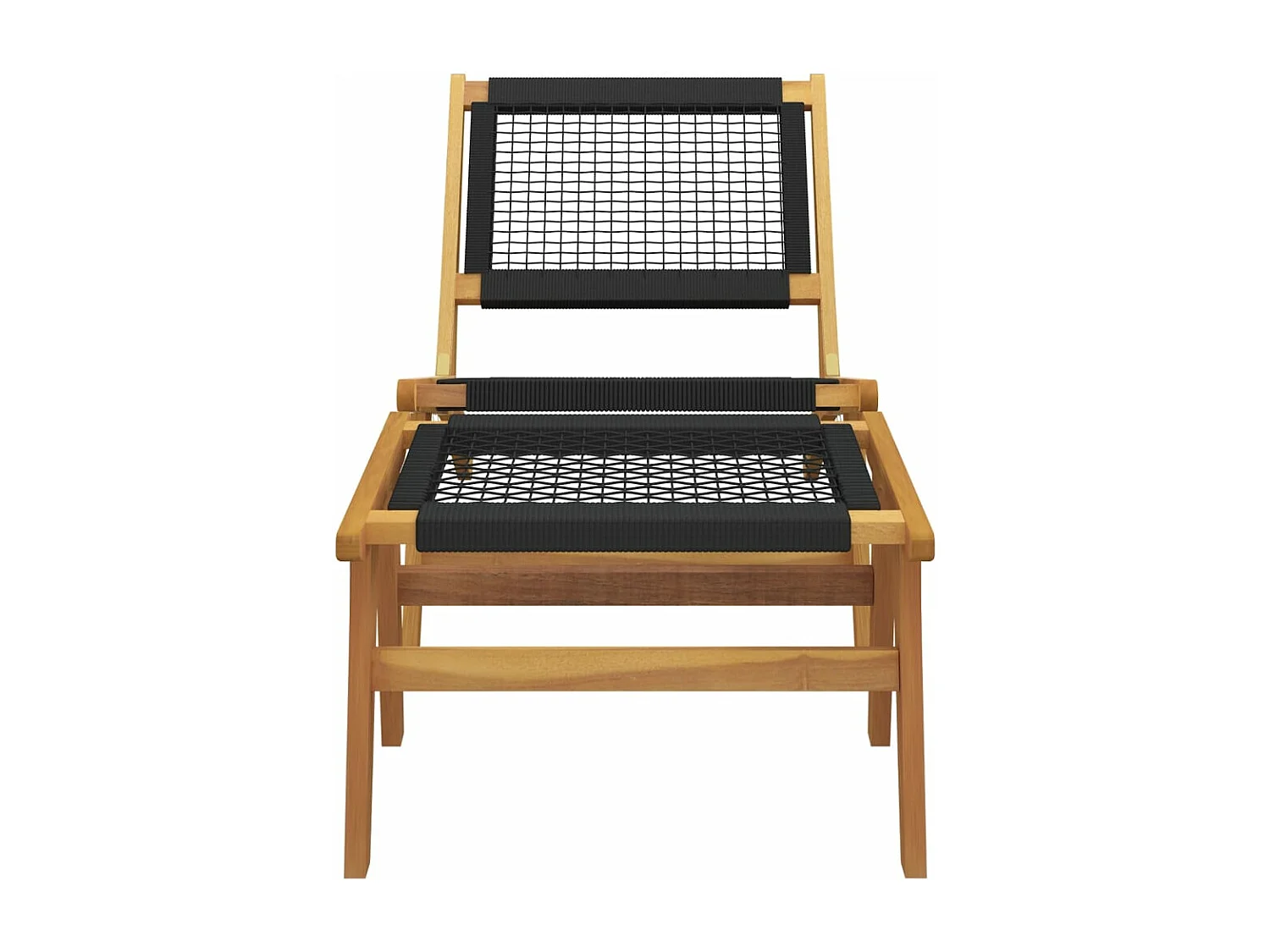 Chaise de jardin et repose-pieds Bois teck solide et polyester FR47379