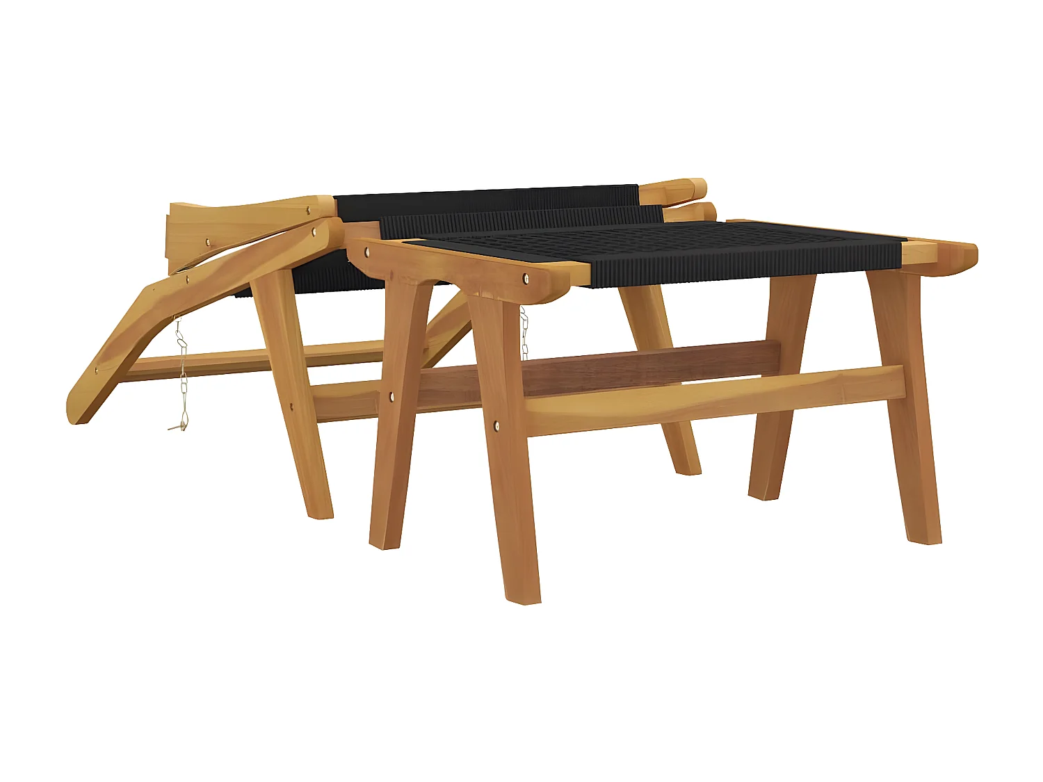 Chaise de jardin et repose-pieds Bois teck solide et polyester FR47379