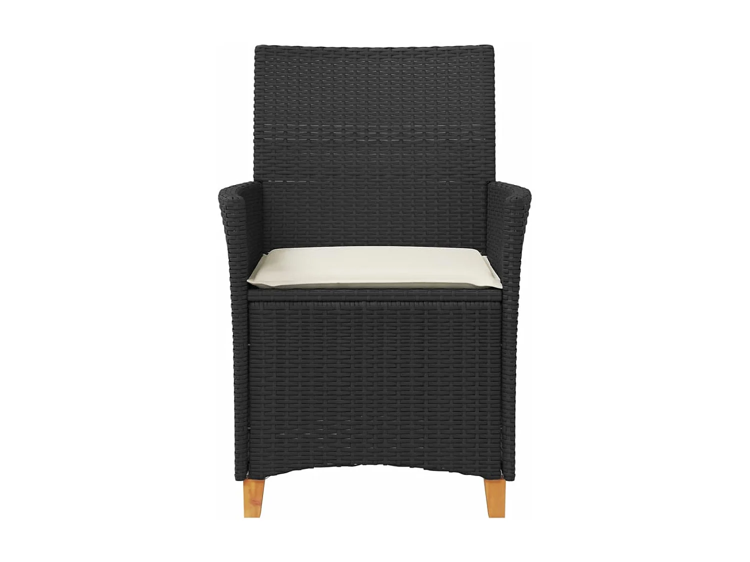 Lot de 2 Chaises de jardin coussins noir résine tressée et bois FR79953