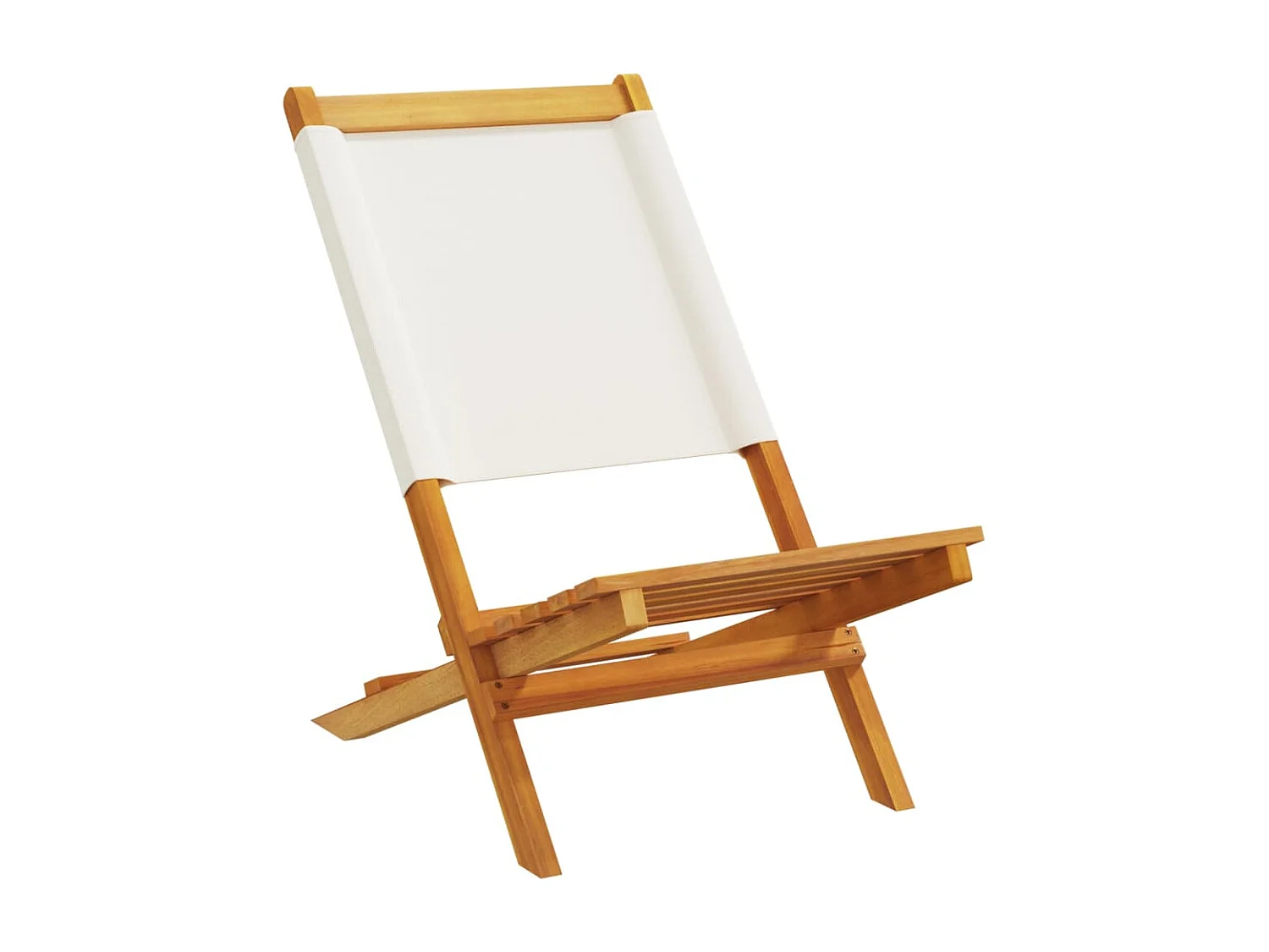 Lot de 2 Chaises de jardin blanc crème bois acacia massif tissu FR56190