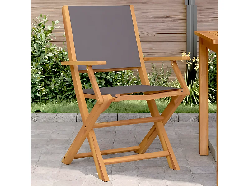 Tuinstoelen 2 st inklapbaar acaciahout en stof antracietkleurig BE231695