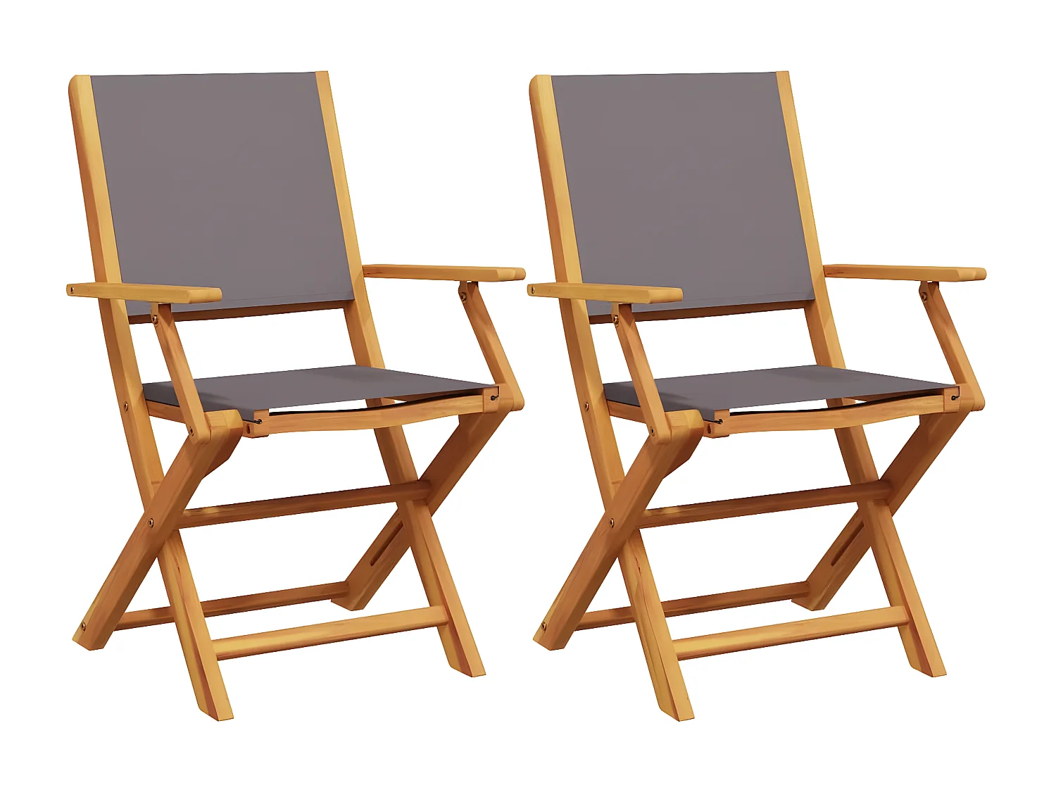 Lot de 2 Chaises de jardin anthracite bois acacia massif tissu FR38566