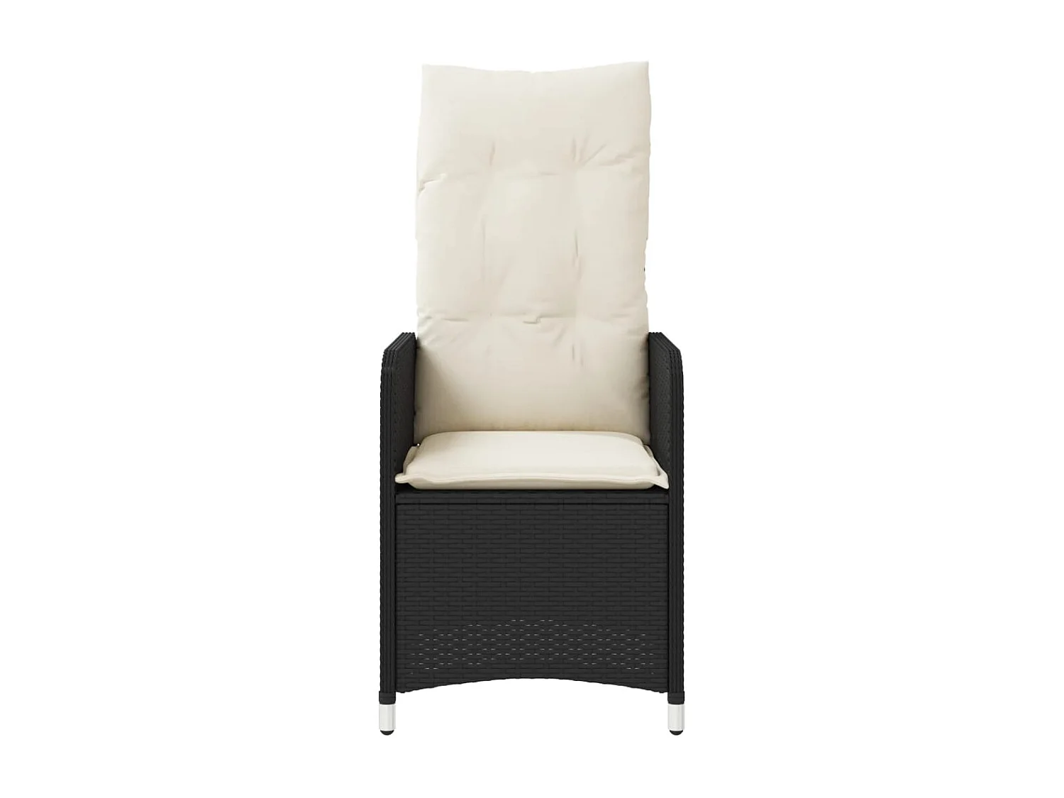 Chaise inclinable de jardin avec coussins noir résine tressée FR85202