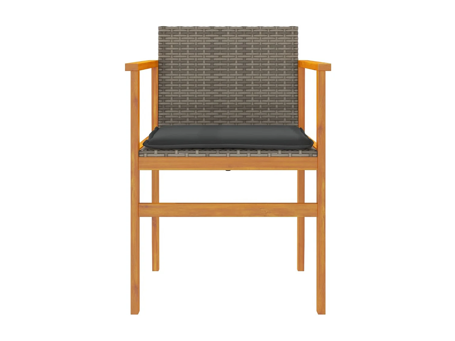 Lot de 2 Chaises de jardin coussins gris résine tressée et bois FR36101