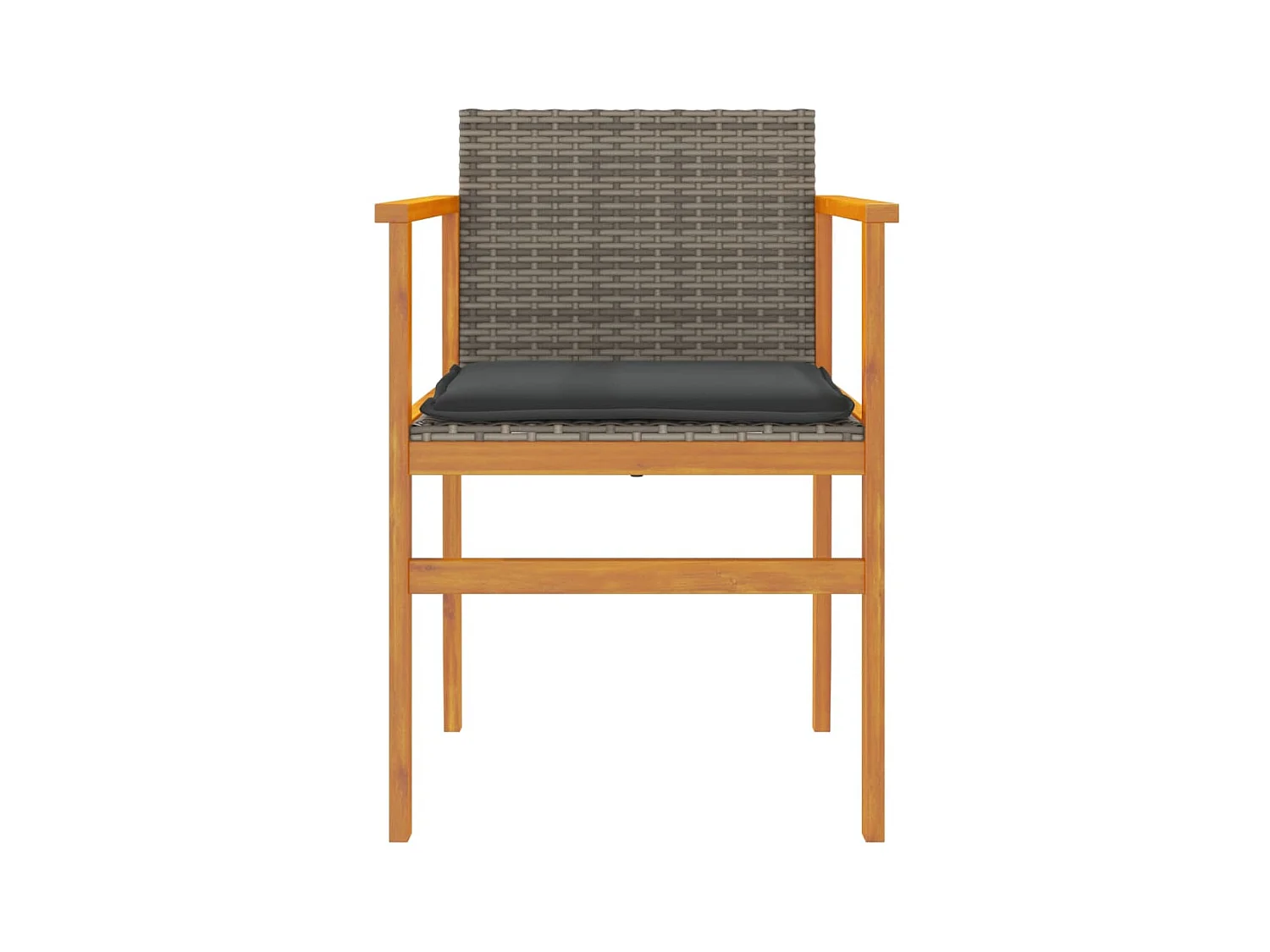 Cadeiras de jardim c/ almofadões 2 pcs vime PE/madeira cinza PT584039