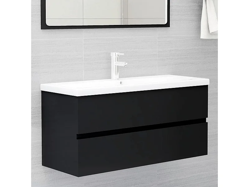 Armoire avec lavabo intégré Noir Aggloméré FR54778