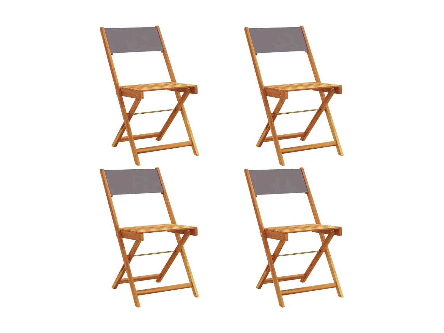 Lot de 4 Chaises de jardin pliantes tissu et bois massif FR53075
