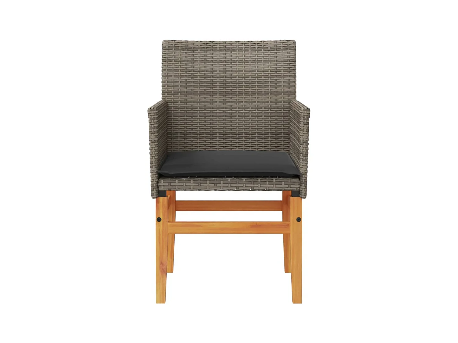 Lot de 2 Chaises de jardin coussins gris résine tressée et bois FR88178