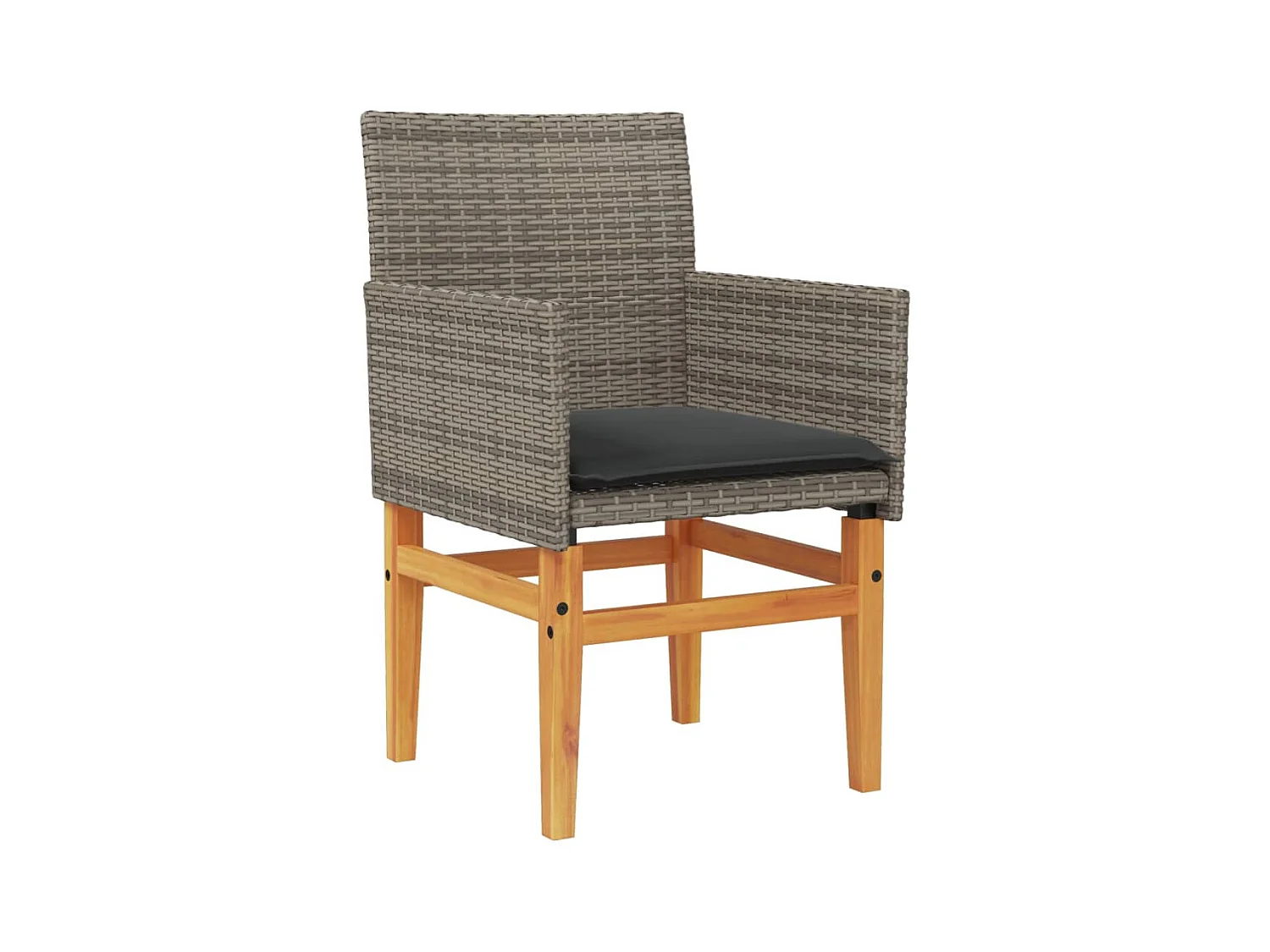 Lot de 2 Chaises de jardin coussins gris résine tressée et bois FR88178