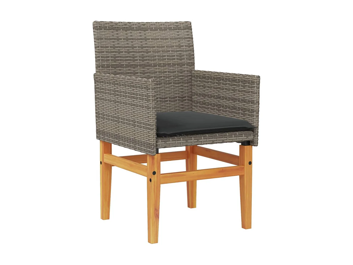 Lot de 2 Chaises de jardin coussins gris résine tressée et bois FR88178