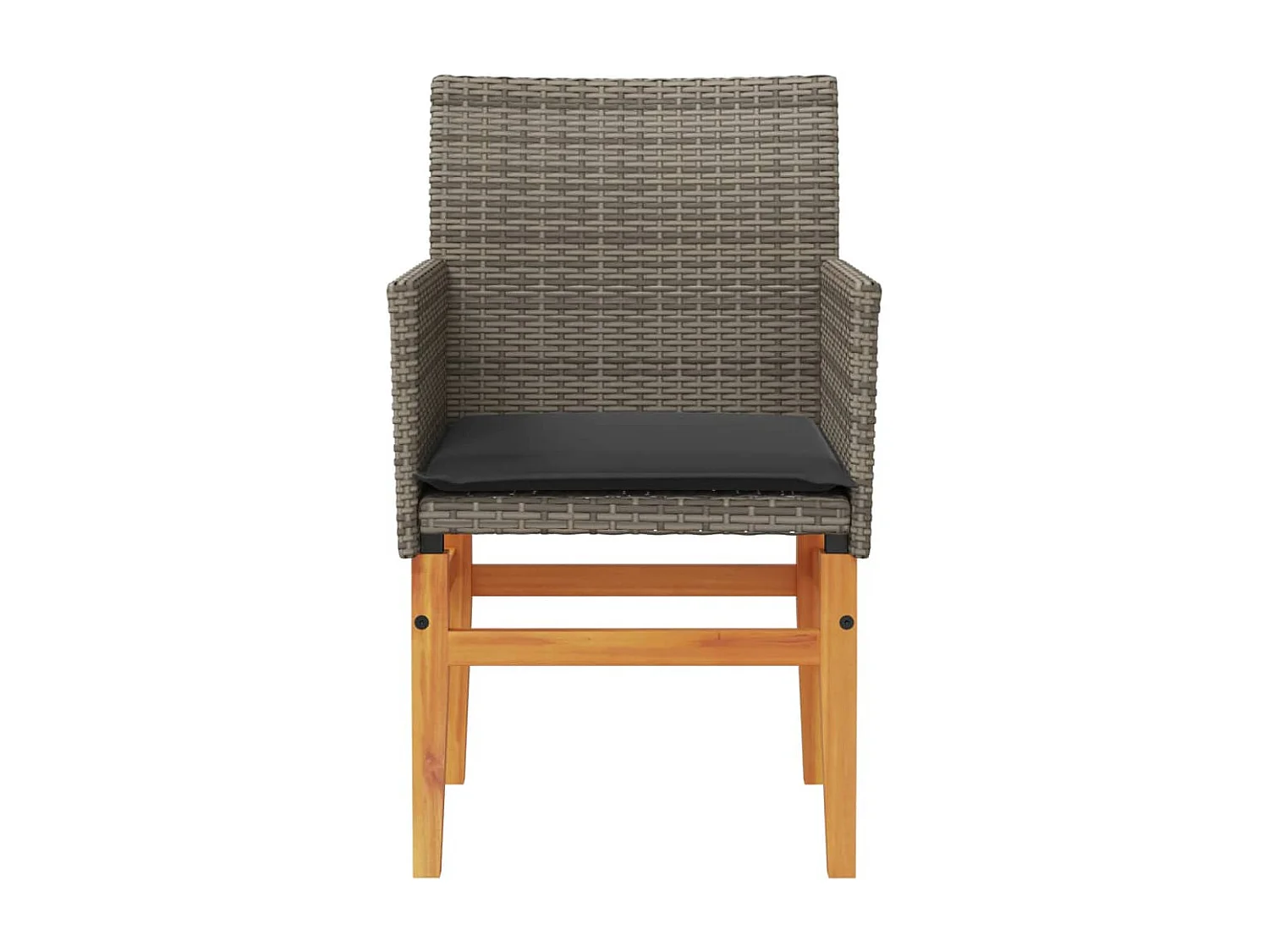 Lot de 2 Chaises de jardin coussins gris résine tressée et bois FR88178