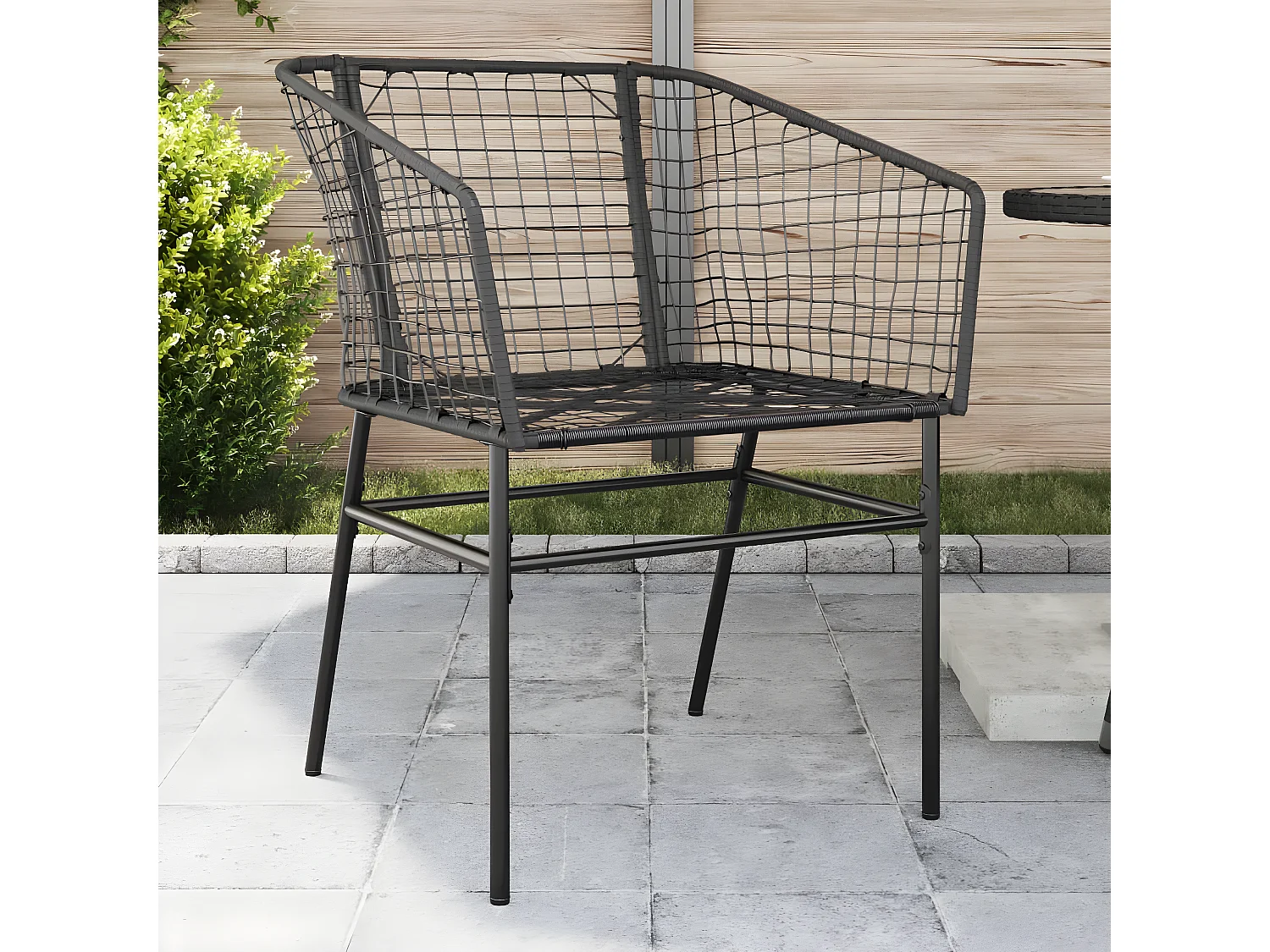 Lot de 2 Chaises de jardin Noir Résine tressée FR10477