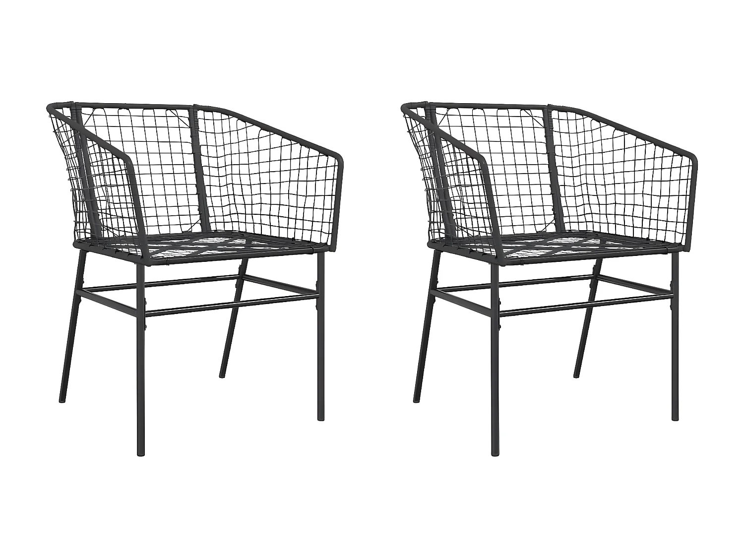 Lot de 2 Chaises de jardin Noir Résine tressée FR10477