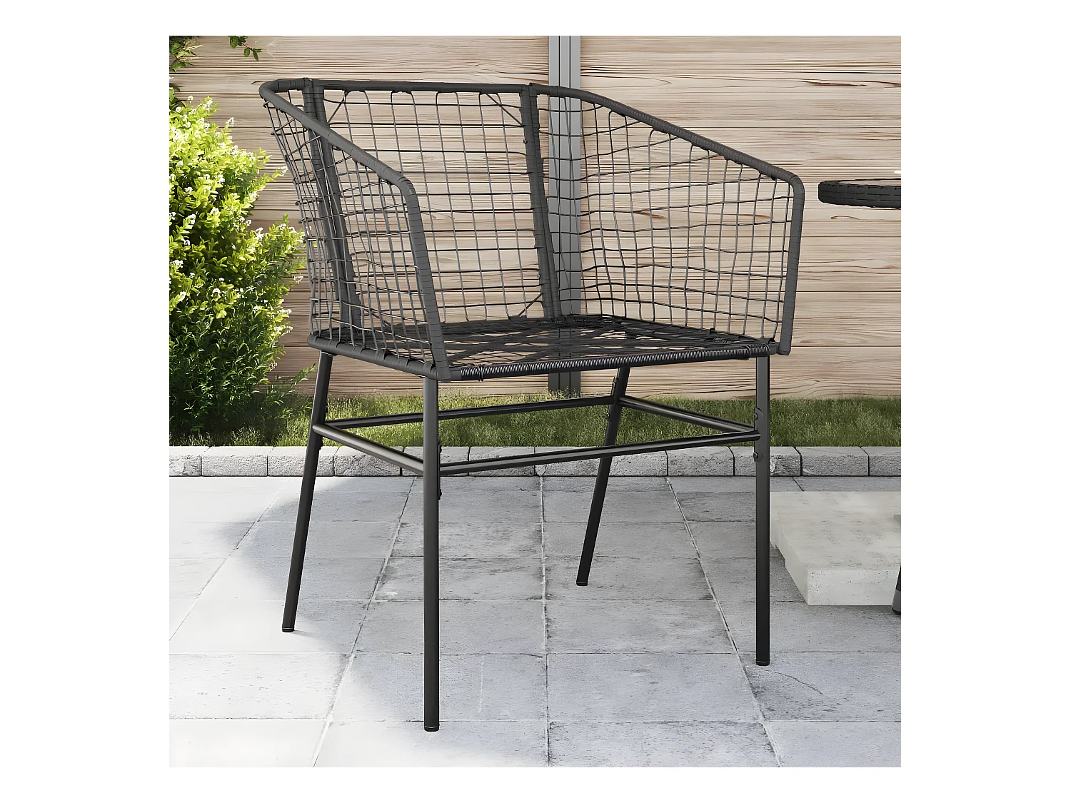 Conjunto 2 cadeiras de jardim, vime, preto PT680051