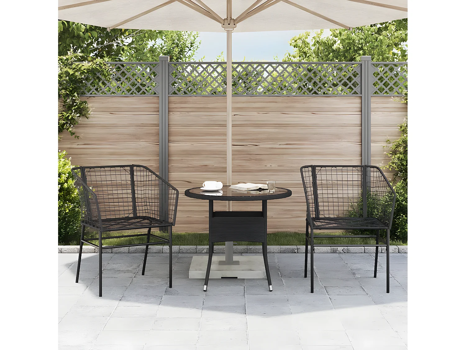 Lot de 2 Chaises de jardin Noir Résine tressée FR10477