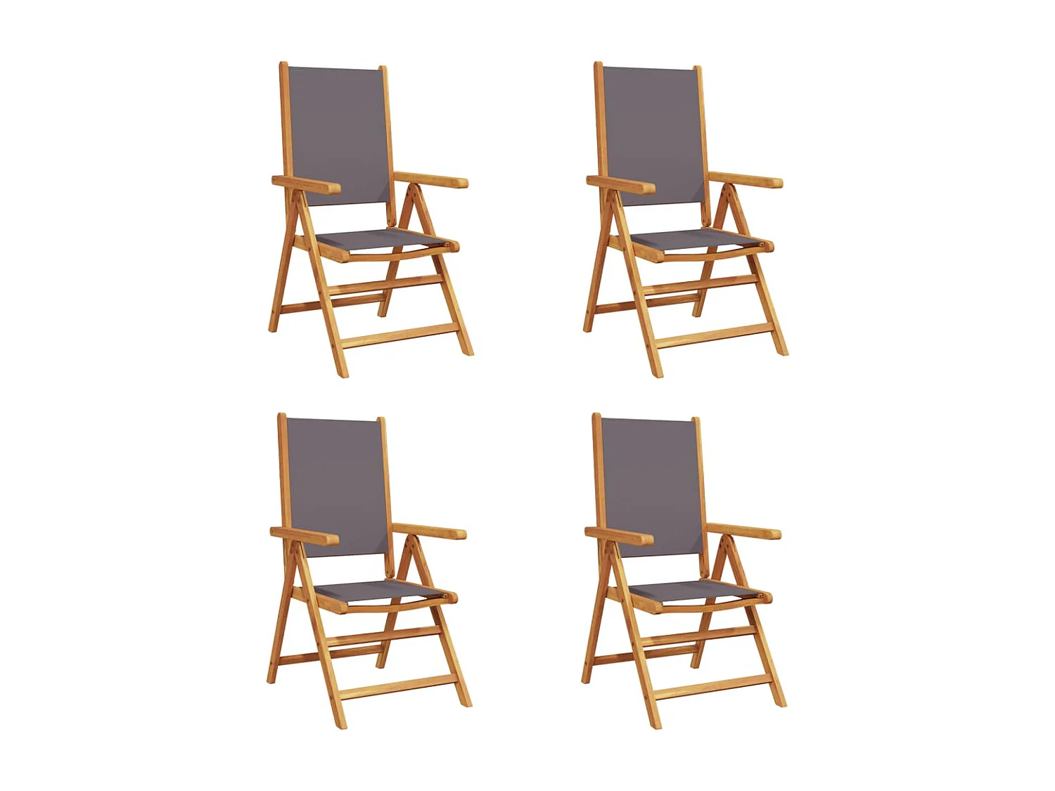 Lot de 4 Chaises inclinables de jardin tissu et bois massif FR26792